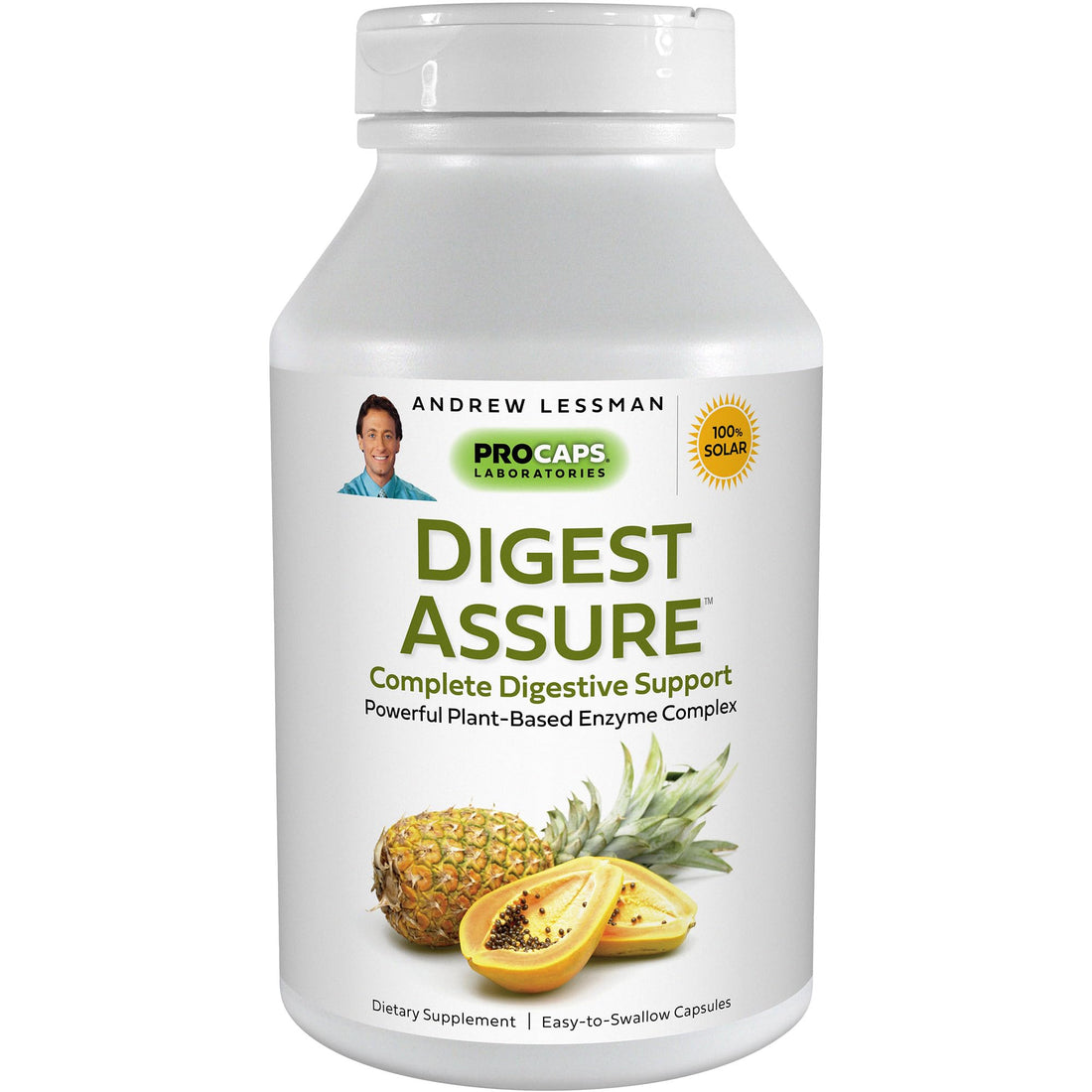 ANDREW LESSMAN Digest Assure 180 Capsules - Comprehensive Blend of Powerful Natural Enzymes to Support and Enhance Digestive Health, Vegetarian-Sourced Enzymes, Small Easy to Swallow Capsules