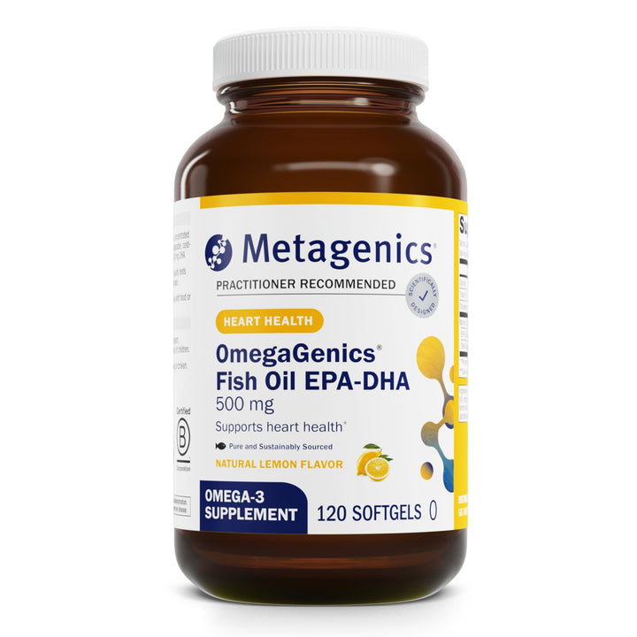 Metagenics OmegaGenics EPA-DHA 500 - Supports Cardiovascular Health* - Fish Oil EPA DHA - Purity & Quality Tested - Non-GMO & Gluten-Free - 120 Count