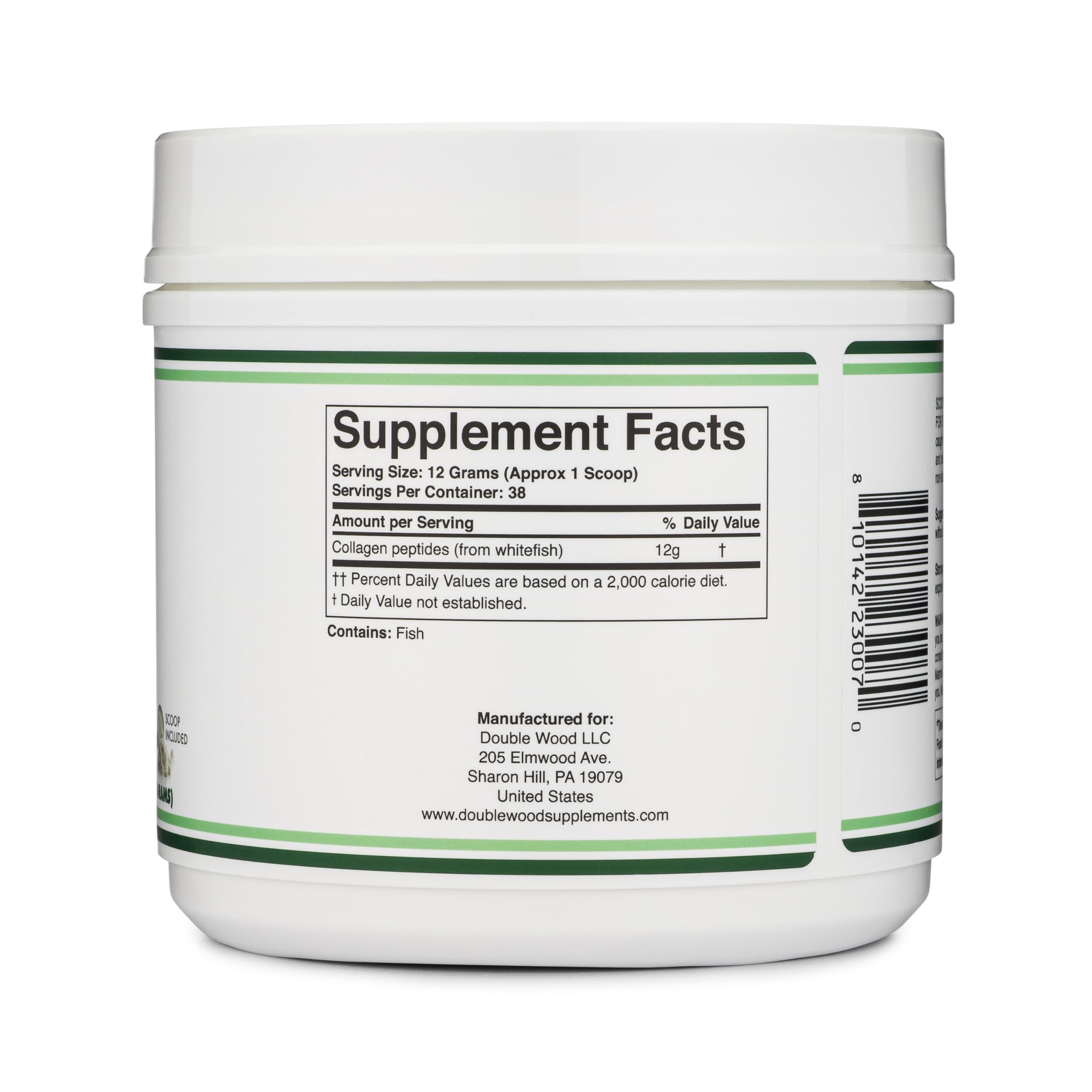 Double Wood Supplements Marine Collagen Powder (1 LB / 16 OZ of Quick Dissolve Marine Collagen Peptides) Wildcaught, Unflavored, Micronized - Scoop Included, No Fillers (38 Servings of 12 Grams Each)