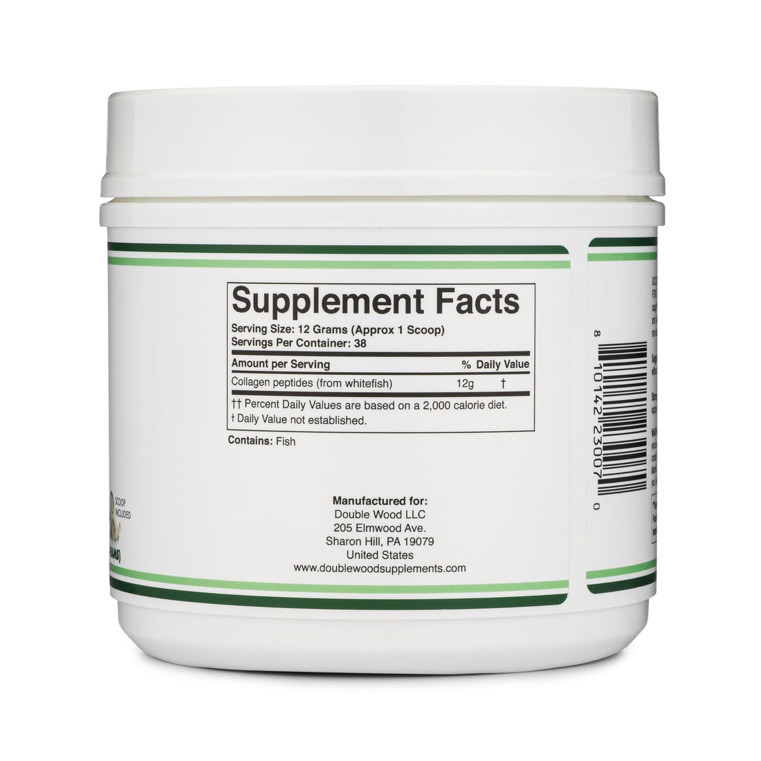 Double Wood Supplements Marine Collagen Powder (1 LB / 16 OZ of Quick Dissolve Marine Collagen Peptides) Wildcaught, Unflavored, Micronized - Scoop Included, No Fillers (38 Servings of 12 Grams Each)