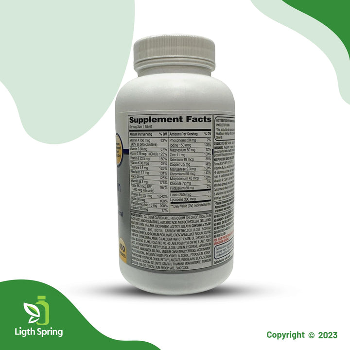 Equate Adults 50+ Complete Multivitamin/Multimineral Supplement Tablets, 450 Ct Bundle with Exclusive Vitamins & Minerals - A to Z -Better Ligth&Spring Guide