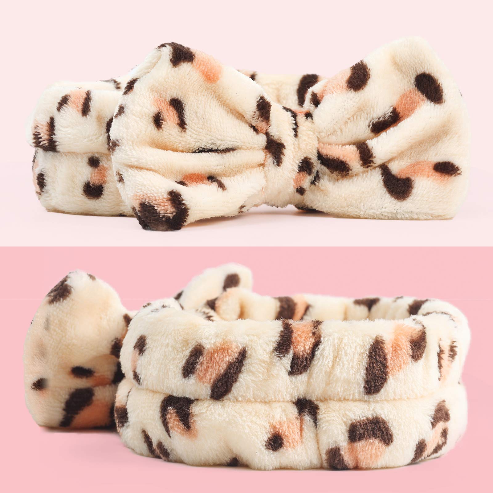 Shindel Bow Hair Band: Bow Hair Band, Soft Carol Fleece Hairlace Headband Turban Bowknot Bow Makeup Shower Headbands Headwraps For Washing Face Shower Spa Mask, Multiple Styles, 6Pcs