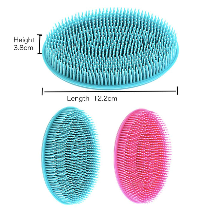 Montmart Silicone Round Scrubber Shower Back Exfoliating Sponge Blue Pink 2pcs
