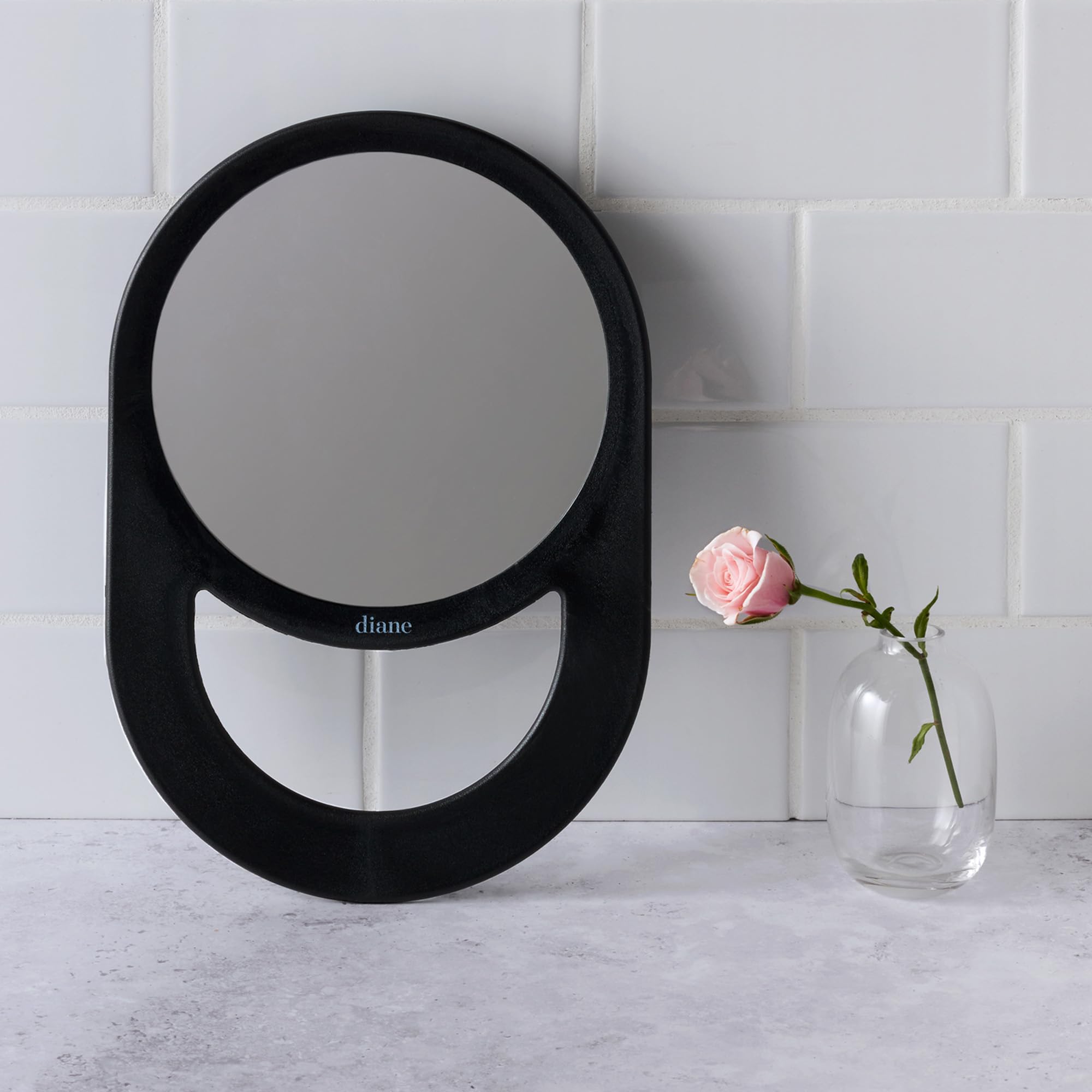 1-Sided Circle Handle Black : Diane Handle Mirror, Black, 11 x 7.5 Inches