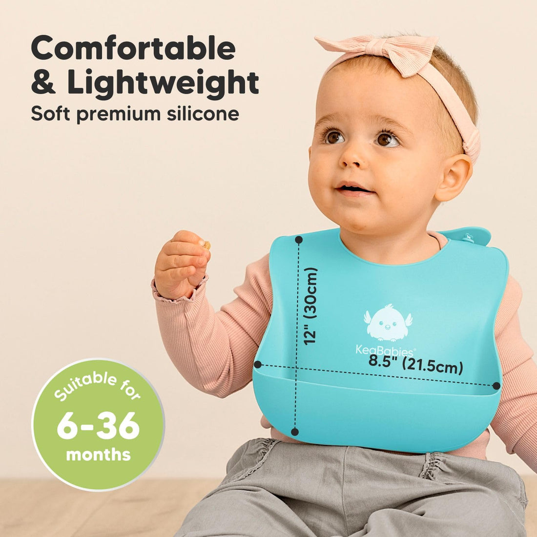 KeaBabies 2-Pack Silicone Baby Bibs for Eating - Sturdy Food-Grade Silicone Bibs for Babies Girl, Boy, Large Food Catcher, Clean & Put On Easily, Waterproof Toddler Feeding Essentials (Cloud Nine)
