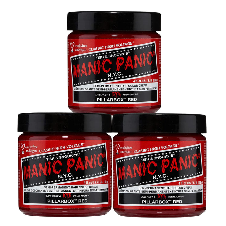 Manic Panic Semi-Permament Haircolor Pillarbox Red 4oz (3 Pack)