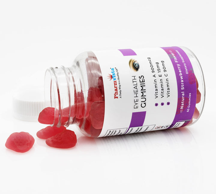 Pharmvista Eye Health Support Gummy - Vitamin A + C + E - Gluten Free, Vegan Friendly Supplement - 60 Count