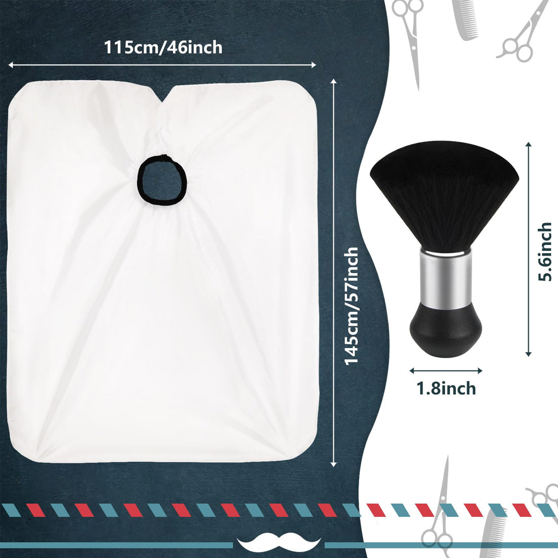 FEBSNOW Professional Barber Cape Leopard Salon Hair Cutting Cape with Adjustable neckline and Neck Duster Brush Barber Shop Supplies 46.8 Ãƒâ€” 56 Inch