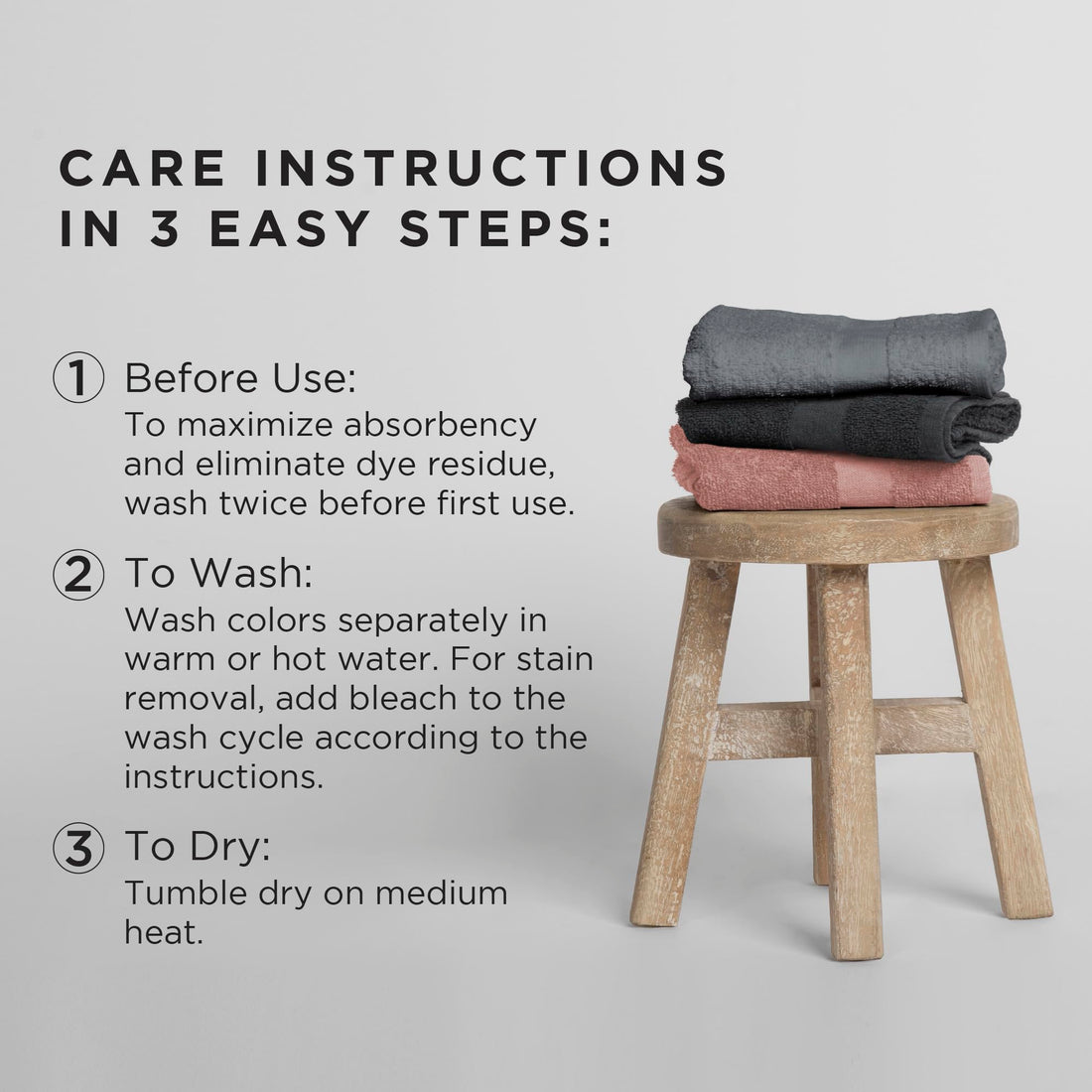Fromm Colorsafe Towel, Black, 6 Count