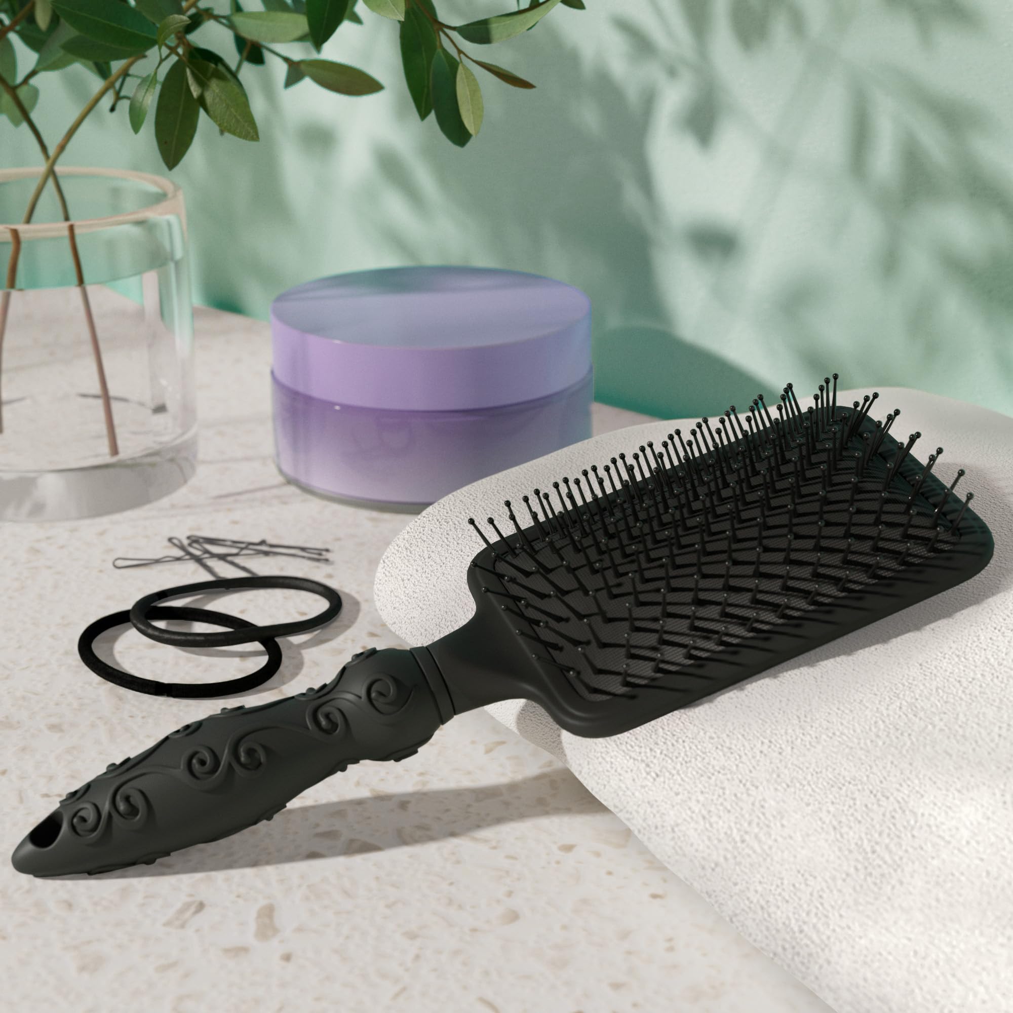 Amazon Basics Paddle Brush for Hair, Gentle Detangling