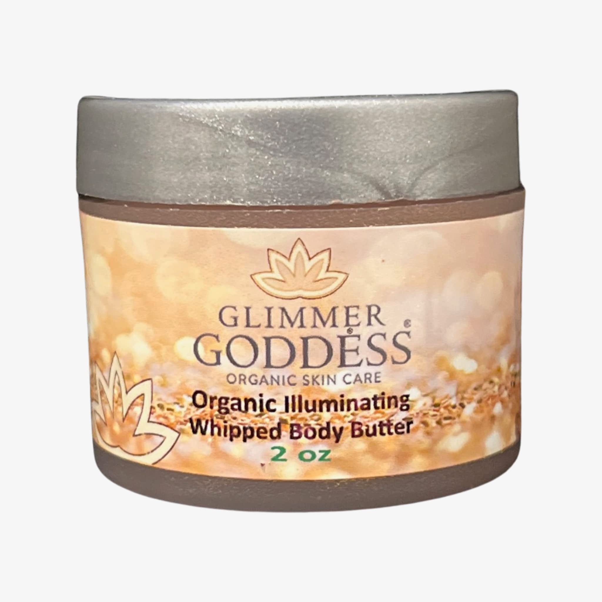 GLIMMER GODDESS Organic Shimmer Body Butter Travel Size 2 oz (Bronze Super Level 3) - Nourishing, Hydrating, Natural Glow - Vegan, Cruelty-Free, Paraben-Free