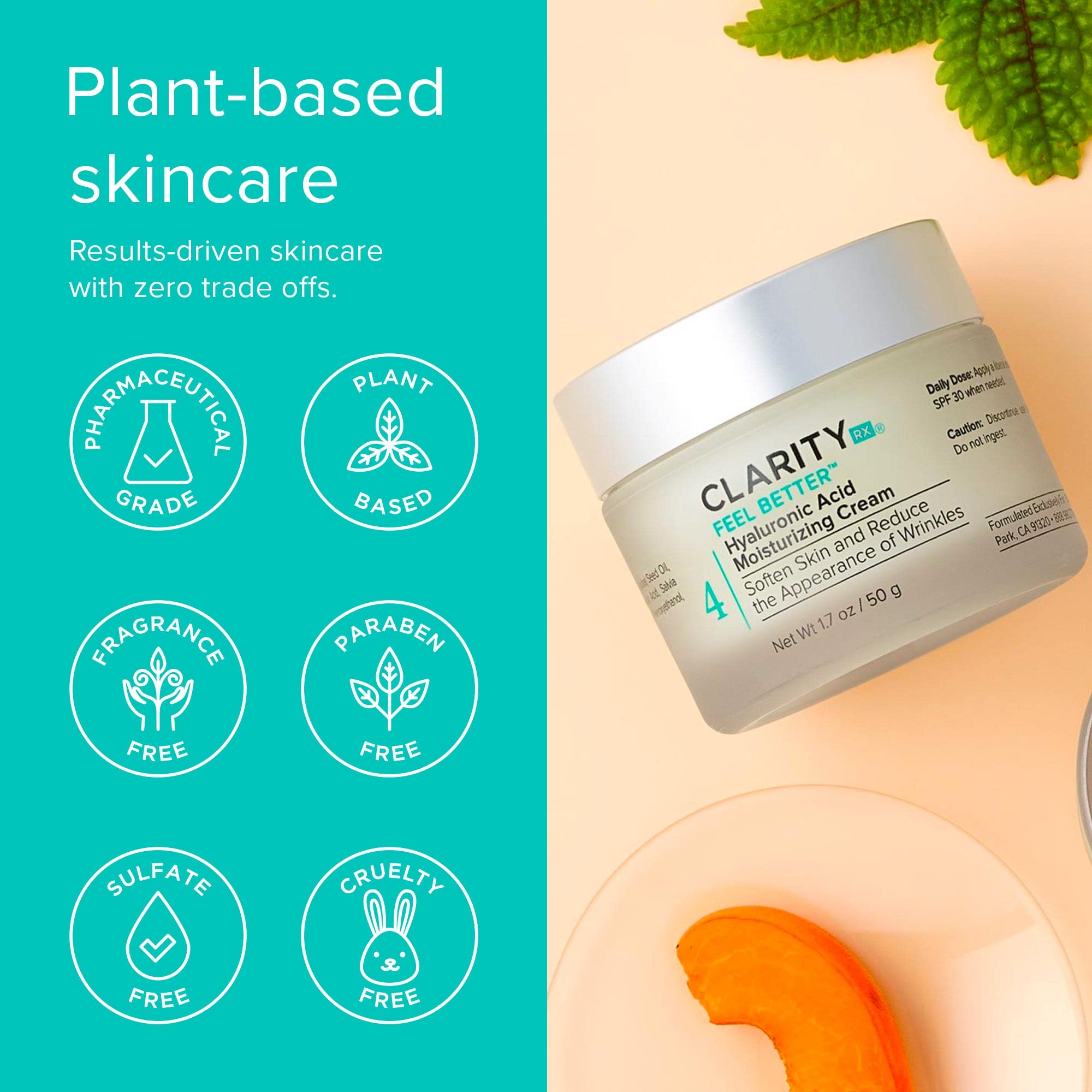 ClarityRx Feel Better Hyaluronic Acid Moisturizing Cream, 2 oz.