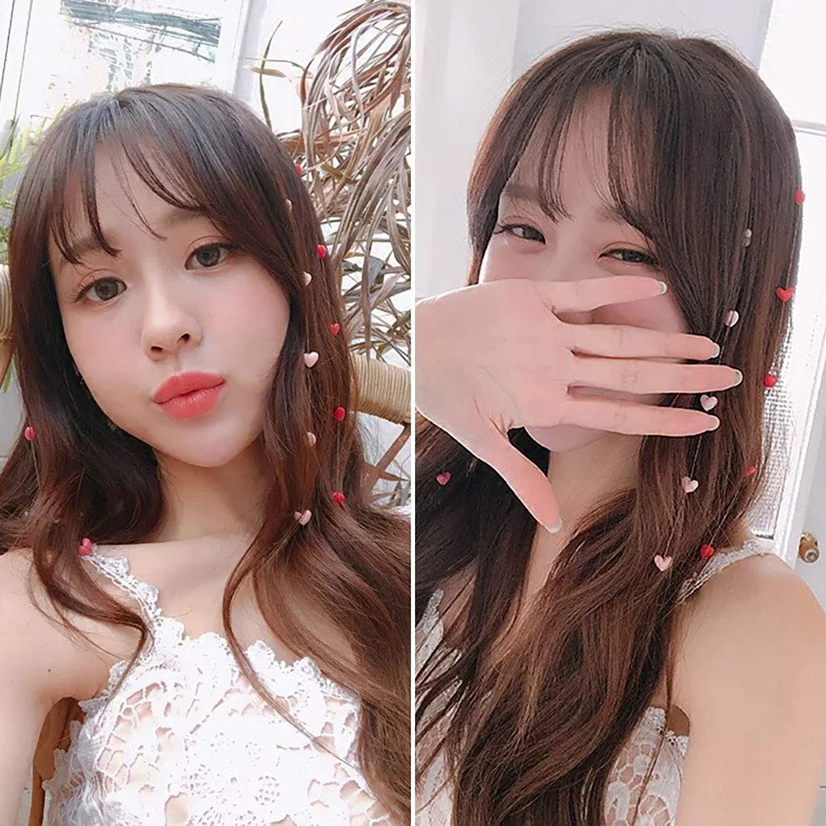 Fodattm 3 Pcs Resin Love Shape Long Hair Decorative Headdress Hair Clip Hair Extensions With Comb Invisible Streamline Hairpin Hair Accessories