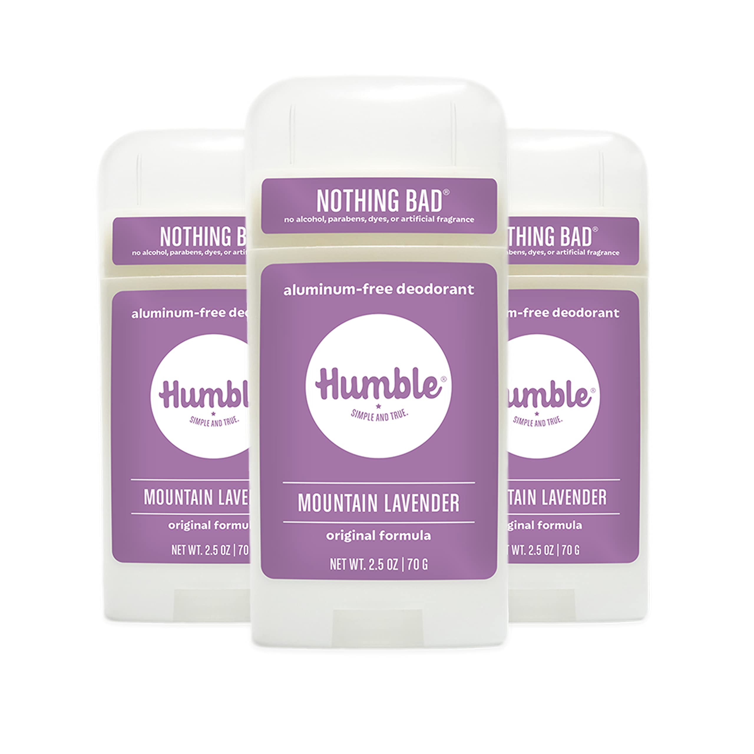 Humble All Natural Deodorant, Aluminum and Paraben Free, Cruelty Free Men's and Women's Deodorant, Essential Lavender, 3-Pack