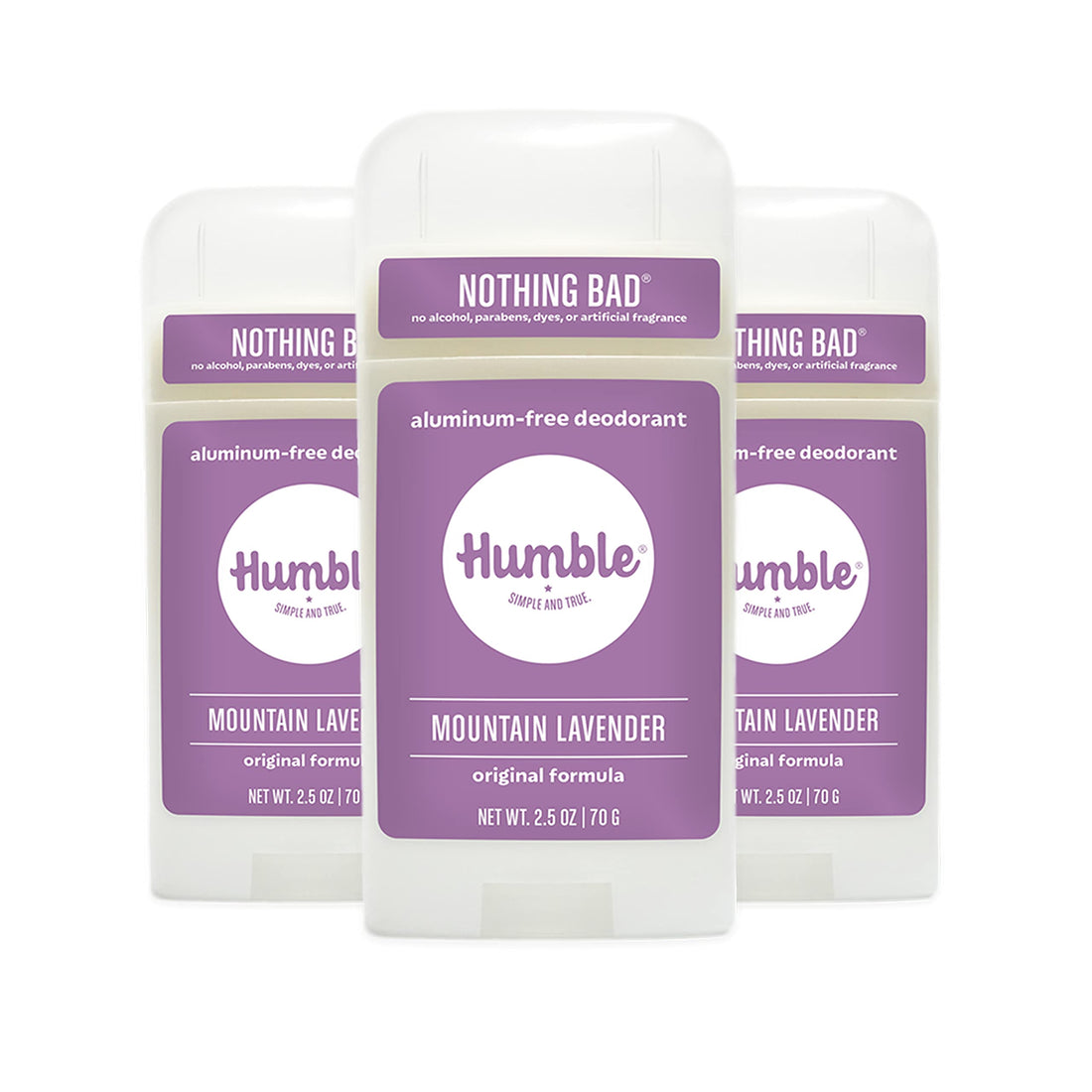 Humble All Natural Deodorant, Aluminum and Paraben Free, Cruelty Free Men's and Women's Deodorant, Essential Lavender, 3-Pack
