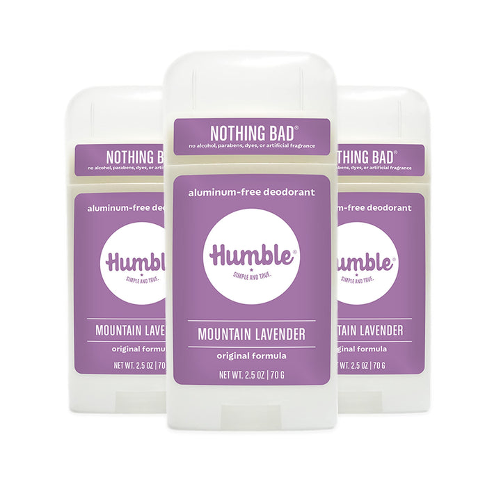Humble All Natural Deodorant, Aluminum and Paraben Free, Cruelty Free Men's and Women's Deodorant, Essential Lavender, 3-Pack