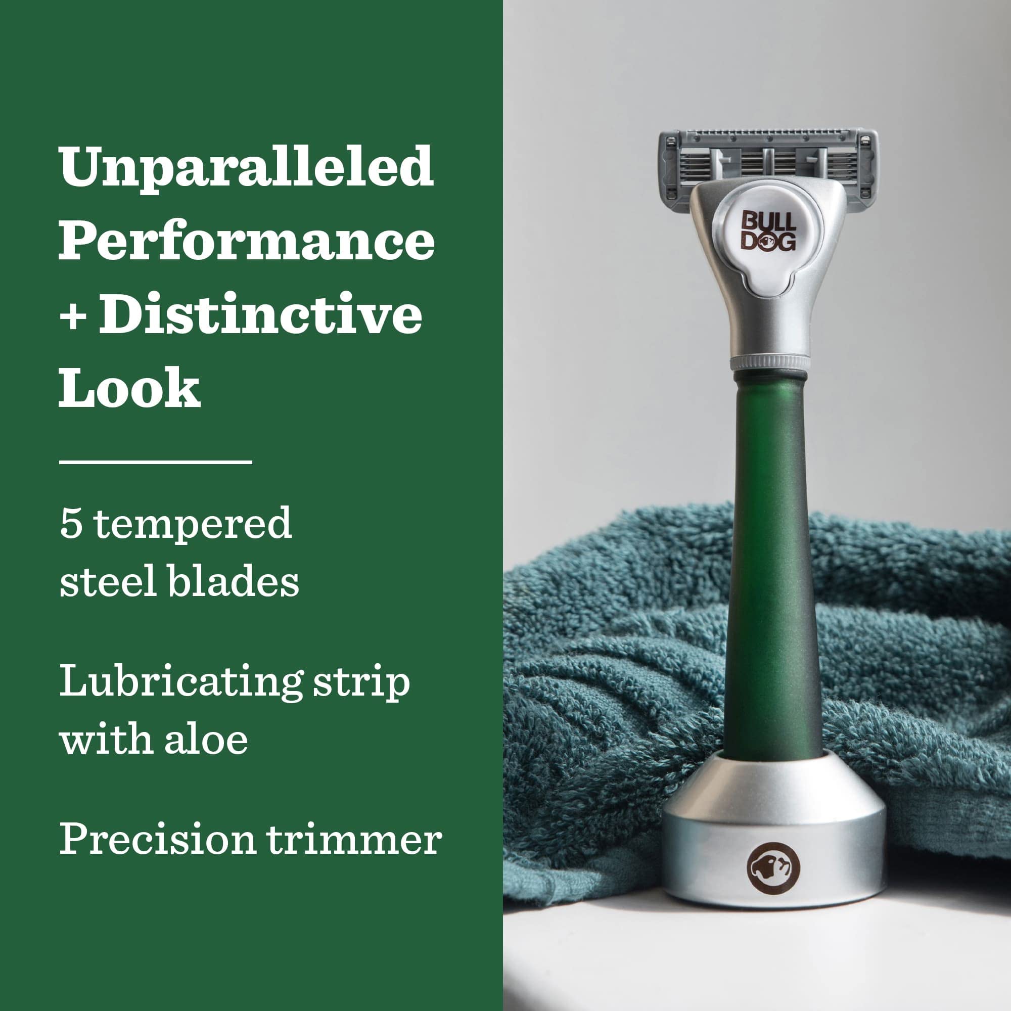 Bulldog Mens Skincare and Grooming Original Recycled Glass Handle Razor with Razor Stand