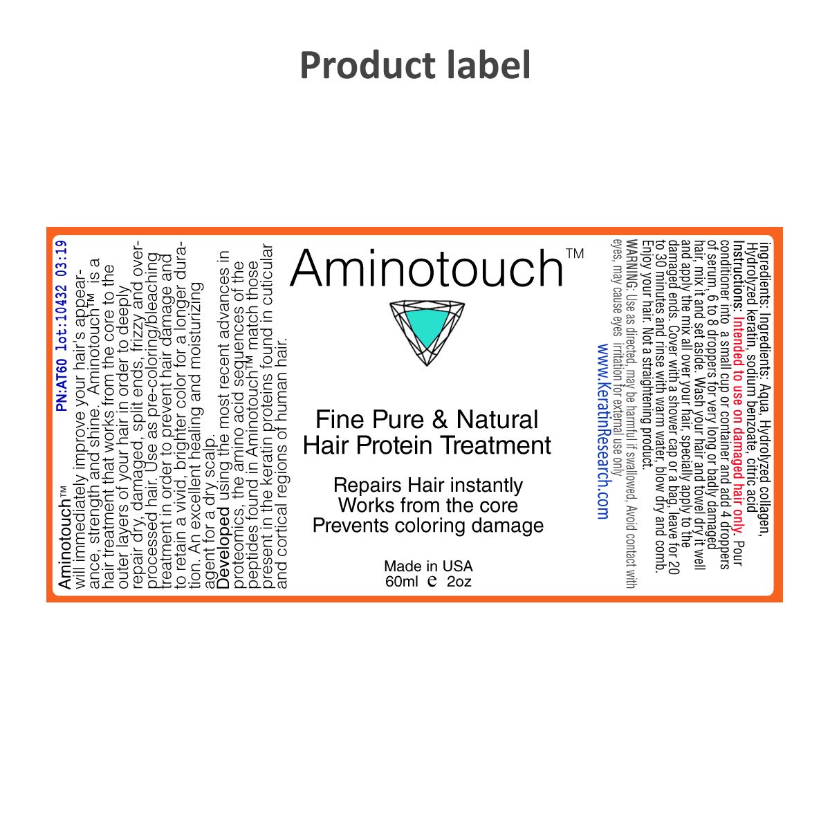 Aminotouch Natural Pure Protein Treatment - Collagen and Keratin Rescue Shot for Long Hair Growth, Damage Repair, Split Ends Prevention, and Hair Strengthening
