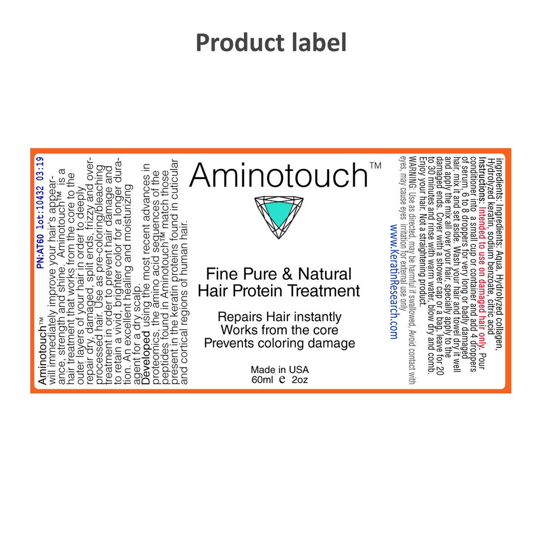 Aminotouch Natural Pure Protein Treatment - Collagen and Keratin Rescue Shot for Long Hair Growth, Damage Repair, Split Ends Prevention, and Hair Strengthening