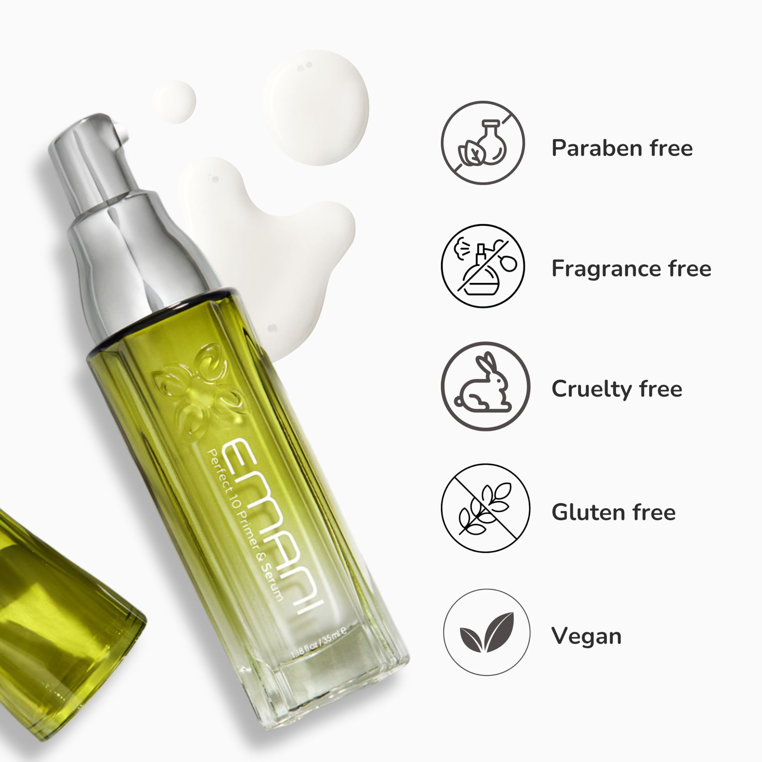 EMANI Vegan Cosmetics Perfect10 Primer Serum, 1.35 Fluid Ounce