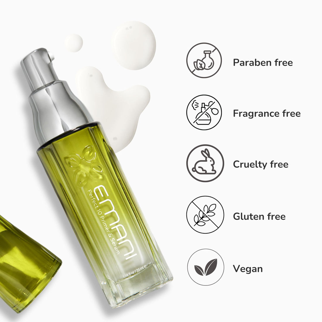 EMANI Vegan Cosmetics Perfect10 Primer Serum, 1.35 Fluid Ounce