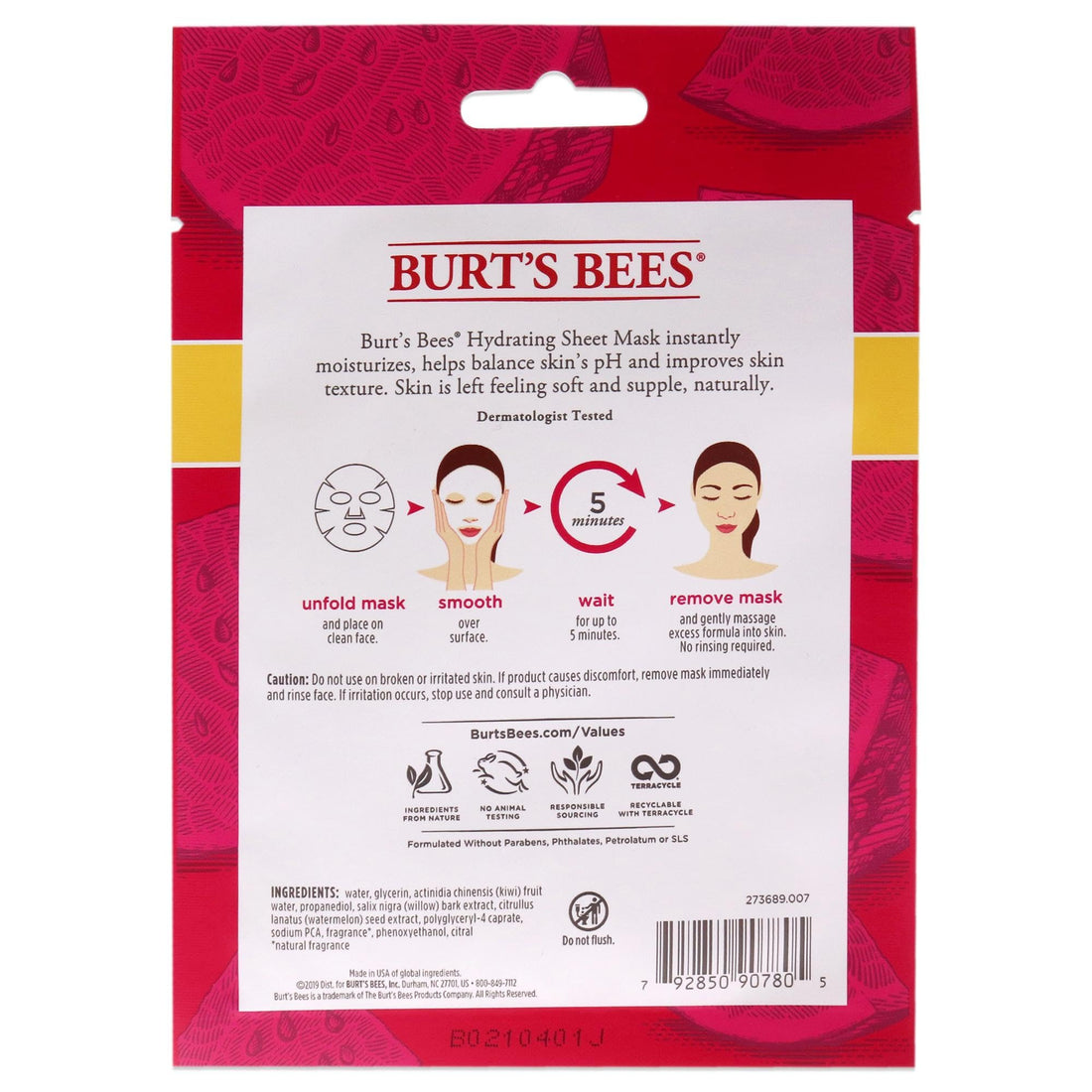Burt's Bees Hydrating Sheet Mask With Watermelon 1 Pc