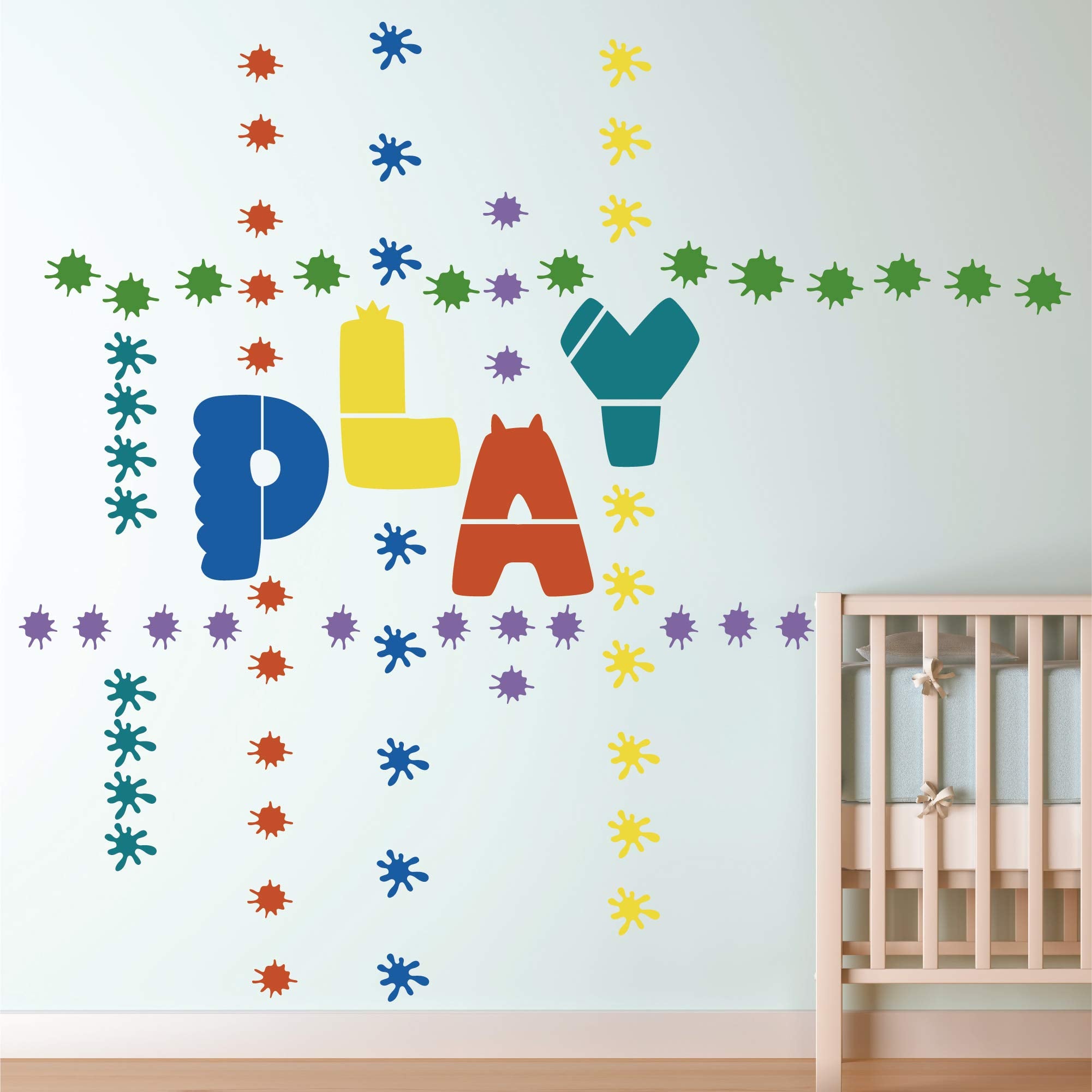 Paint Splatter Wall Decal-Ink Splotch Vinyl Stickers for Toddler Boys Girls Kids Room Bedroom Playroom Decor
