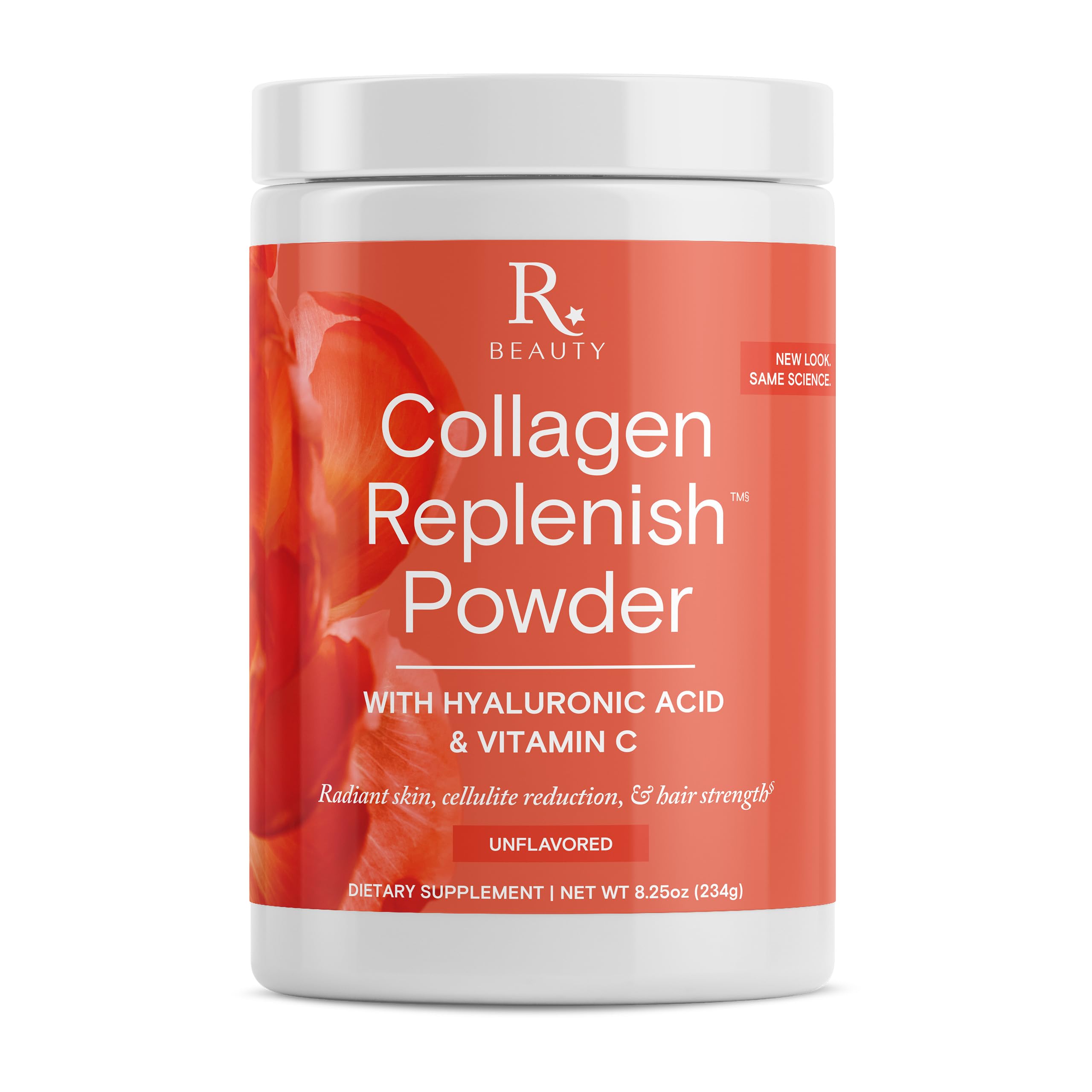 Reserveage Nutrition Collagen Replenish Powder with Hyaluronic Acid & Vitamin C - No-Taste Collagen for Radiant Skin Care, Hair Growth & Cellulite Reduction - Mixes Easily - 8.25 oz
