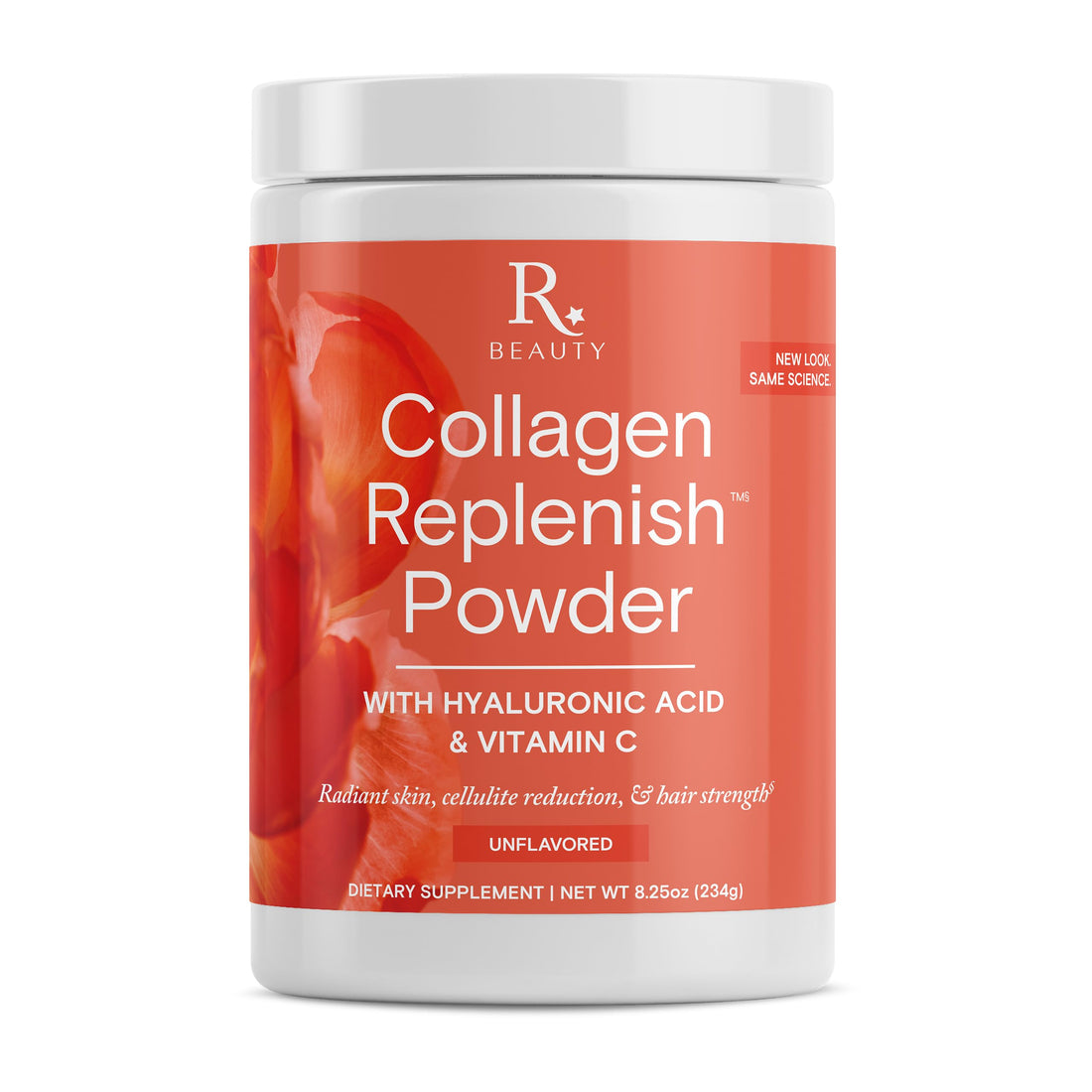Reserveage Nutrition Collagen Replenish Powder with Hyaluronic Acid & Vitamin C - No-Taste Collagen for Radiant Skin Care, Hair Growth & Cellulite Reduction - Mixes Easily - 8.25 oz