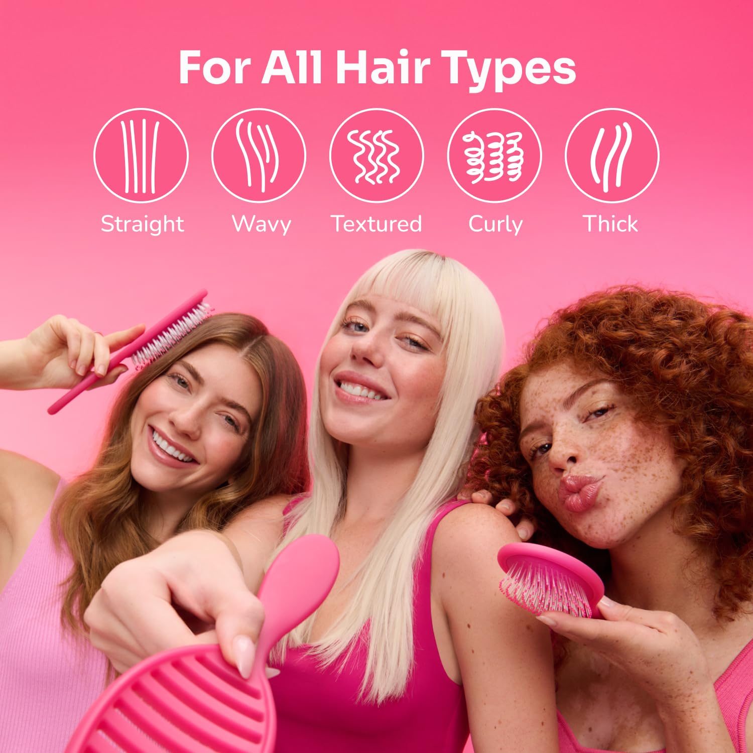 Wet Brush Smooth Styler Hair Brush, Pink Frost, Exclusive Ultra-soft IntelliFlex Bristles, Synthetic Boar Bristles, Shiny And Smooth, For All Hair Types, For Women, Men, Wet And Dry