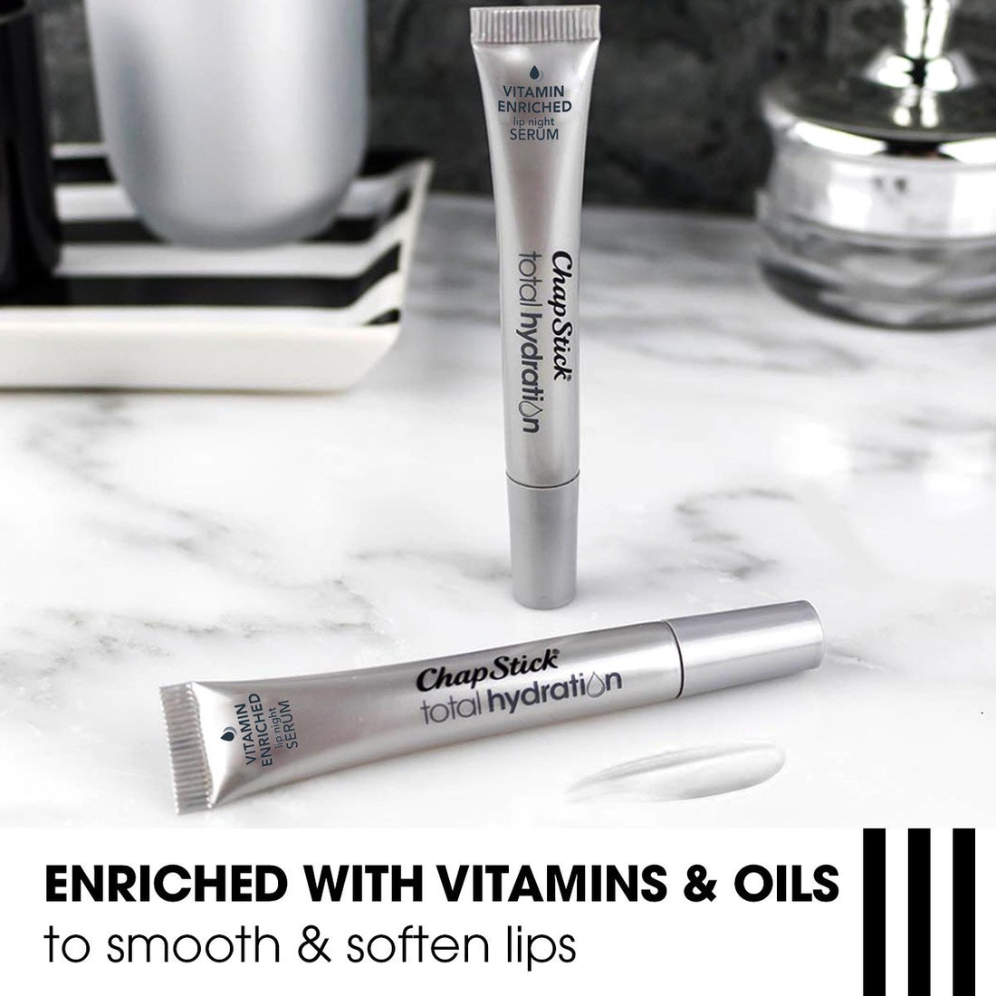 ChapStick Total Hydration Vitamin Enriched Lip Night Serum (Almond Cream Flavor, 1 Tube), Vitamin C, Vitamin E, Contains Evening Primrose Oil, 0.21 Ounce