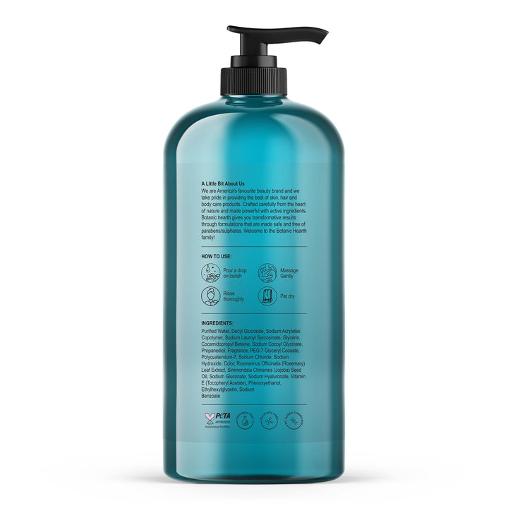 Botanic Hearth Jojoba & Hyaluronic Acid Body Wash 16 fl oz with Sea Butter & Sweet Almond Oil | Moisturizing Body Wash Shower Gel for Softer, Smoother Skin | Sulfate & Paraben Free | for Women & Men