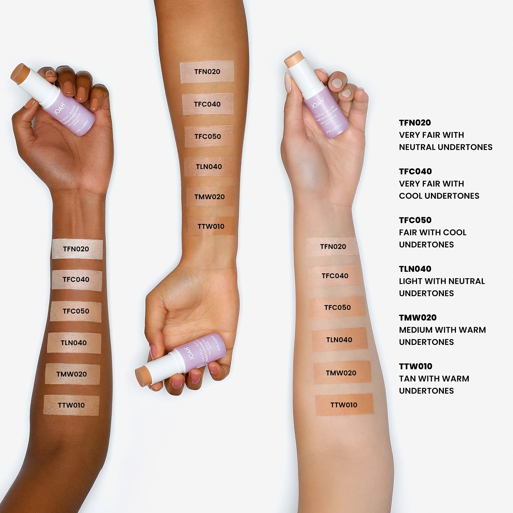 JOAH Crystal Glow Tinted Luminizer Stick, Multitasking Korean Makeup Highlighter and Bronzer Stick, Customizable Formula for a Natural Glow, Peptide Infused, Medium with Warm Undertones