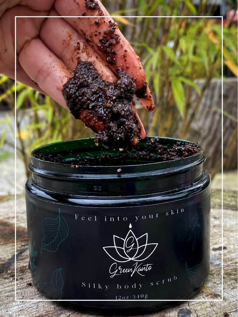 Greenkanto Colombian Coffee Body Scrub with organic Almond Oil Reduce Cellulite, Hydrates and Rejuvenates the skin