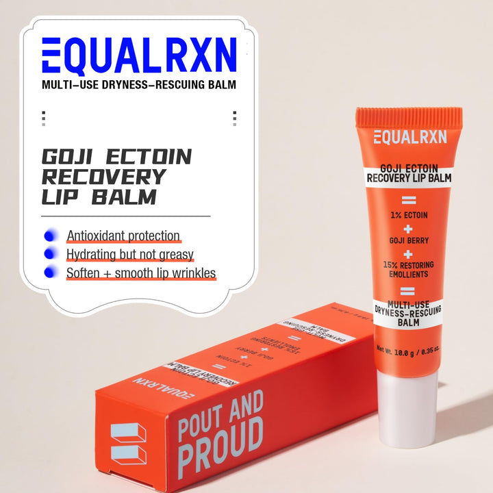 EqualRXN Goji Ectoin Recovery Lip Balm | Nourishing & Non Greasy Lip Treatment | Papaya Enzyme, Goji, Ectoin, Vitamin C to Support Lip Barrier & Wrinkles | For Dryness Cracked Lip Day & Night Use