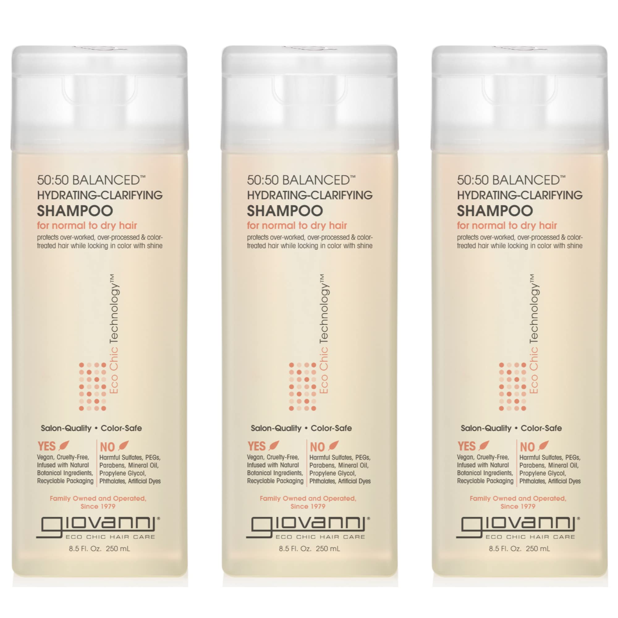 Giovanni 50:50 Balanced Shampoo 8.5-Ounce Bottles (Pack of 3)