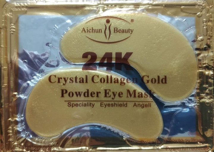 NYKKOLA 50 Pairs 24K Gold Eye Mask Powder Crystal Gel Collagen Natural Eye Pads For Anti-Aging & Moisturizing Reducing Dark Circles, Puffiness, Wrinkles
