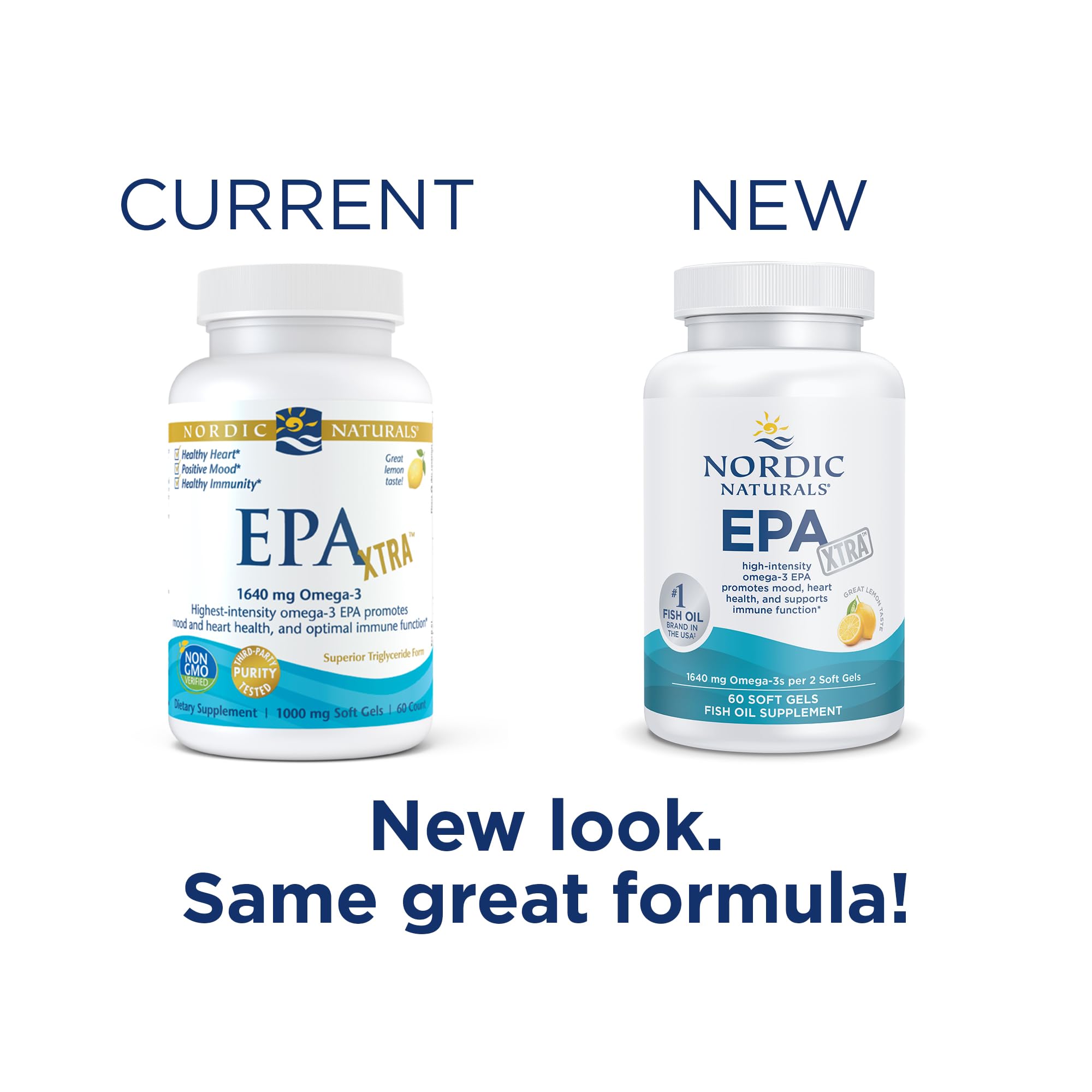 Nordic Naturals EPA Xtra, Lemon - 60 Soft Gels - 1640 mg Omega-3 - High-Intensity EPA Formula for Positive Mood, Heart Health & Healthy Immunity - Non-GMO - 30 Servings