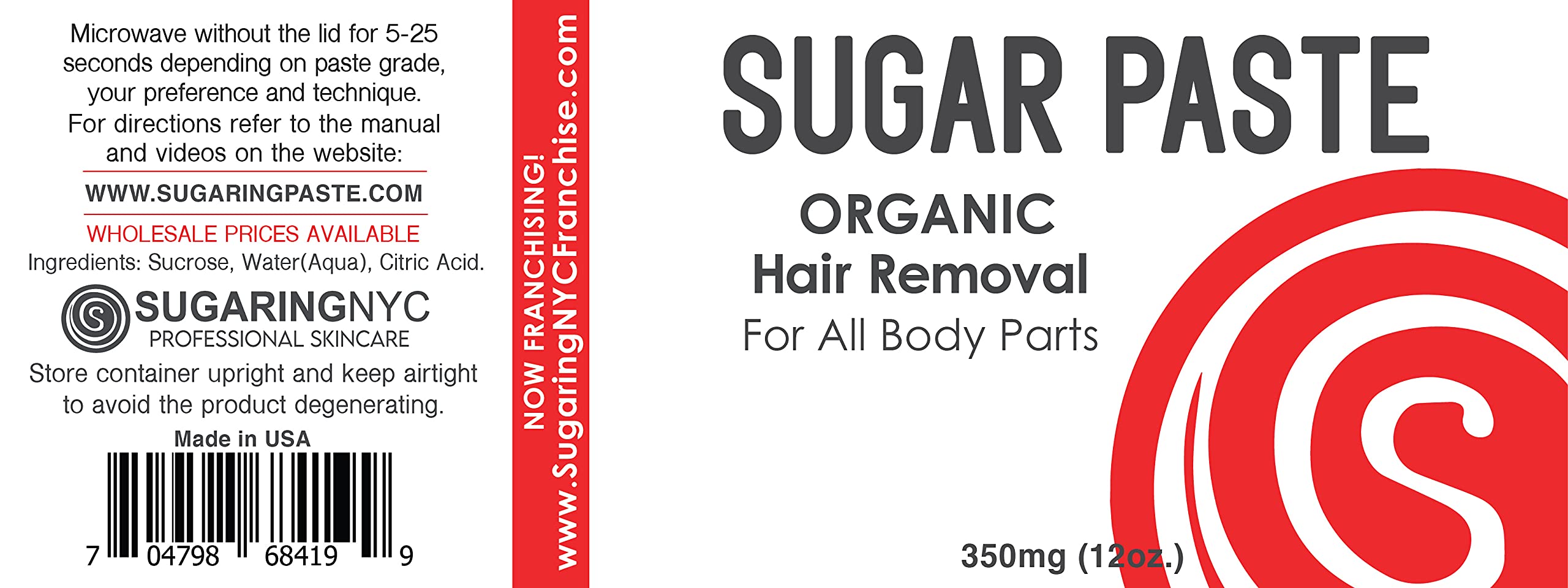 Sugaring Hair Removal Paste at Home Kit - (Strips , Applicator Sticks) Large350g ( 12oz.)