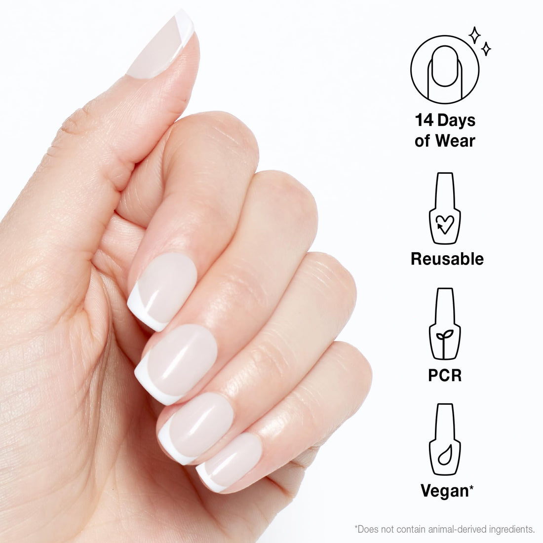 OPI xPRESS/ON French Press | French Tip Nail Art Short Round Press On Nails | With Nail Glue | Long Lasting, Reusable, Non-damaging