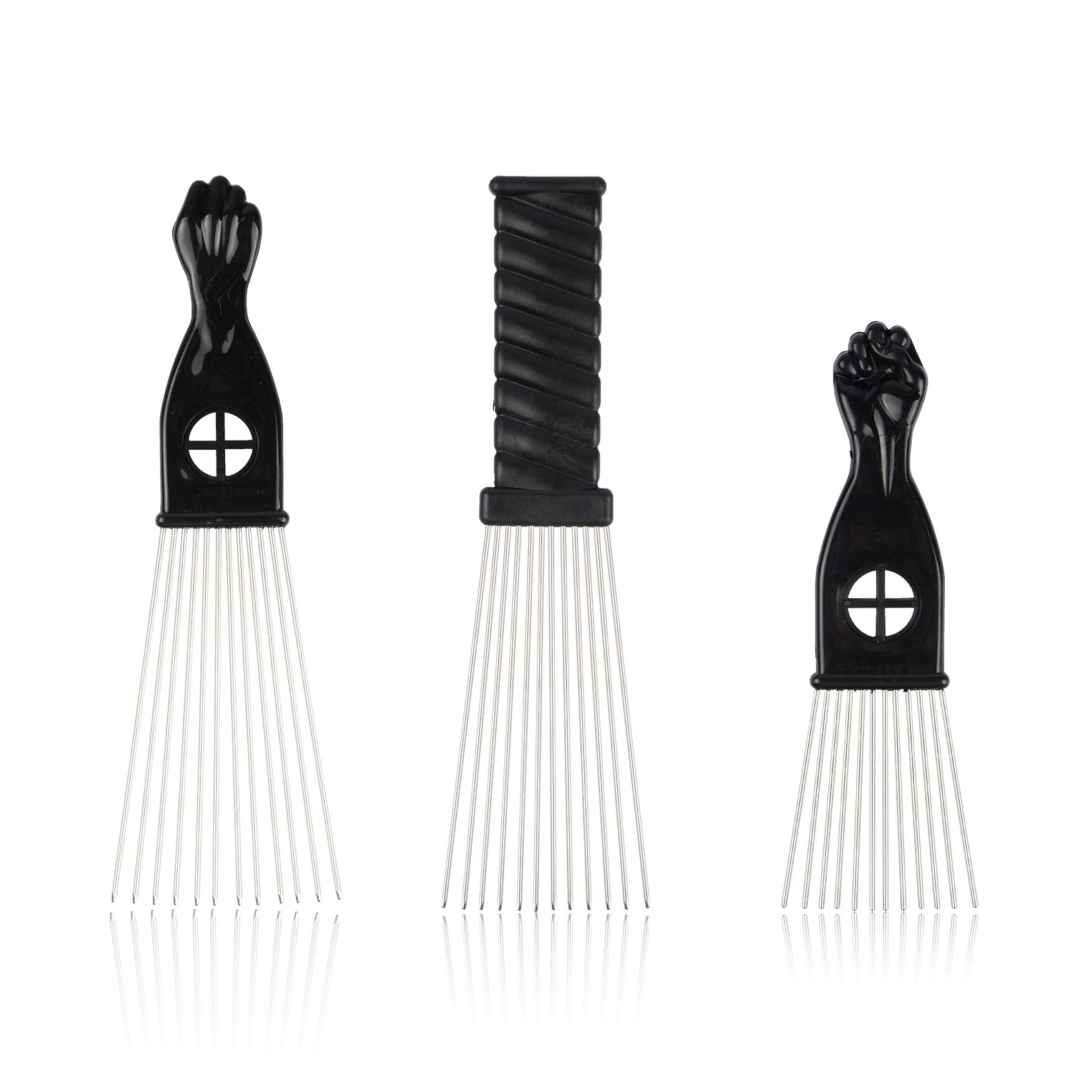 Folansy 5 Pcs Afro Comb Metal African American Pick Comb Hairdressing Styling Tool Hair Pick for Hair Styling