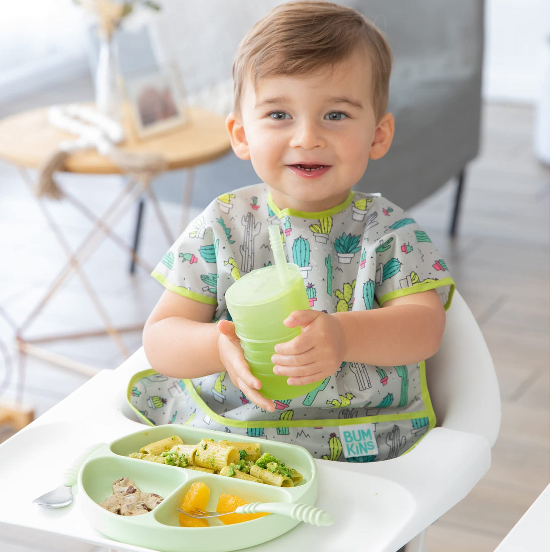 Bumkins Bibs, Baby and Toddler Bibs, Bibs for Girls and Boys, Large for 1-3 Years, Short Sleeve Bib for Kids, Mess Proof Lightweight Waterproof Fabric Bib