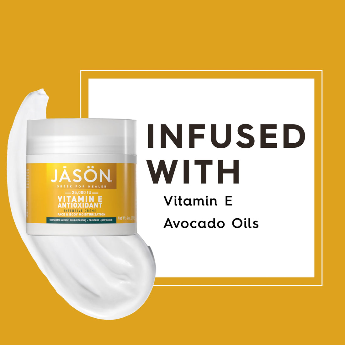 JASON Vitamin E 25, 000 IU Intensive Moisturizing Crème, For Face and Body, 4 Fluid Ounces