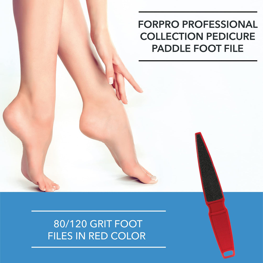 ForPro Pedicure Paddle Foot File, 80/120 Grit, Red, Pedicure File for Heels, 10ââ‚¬Â L, 12-Pack