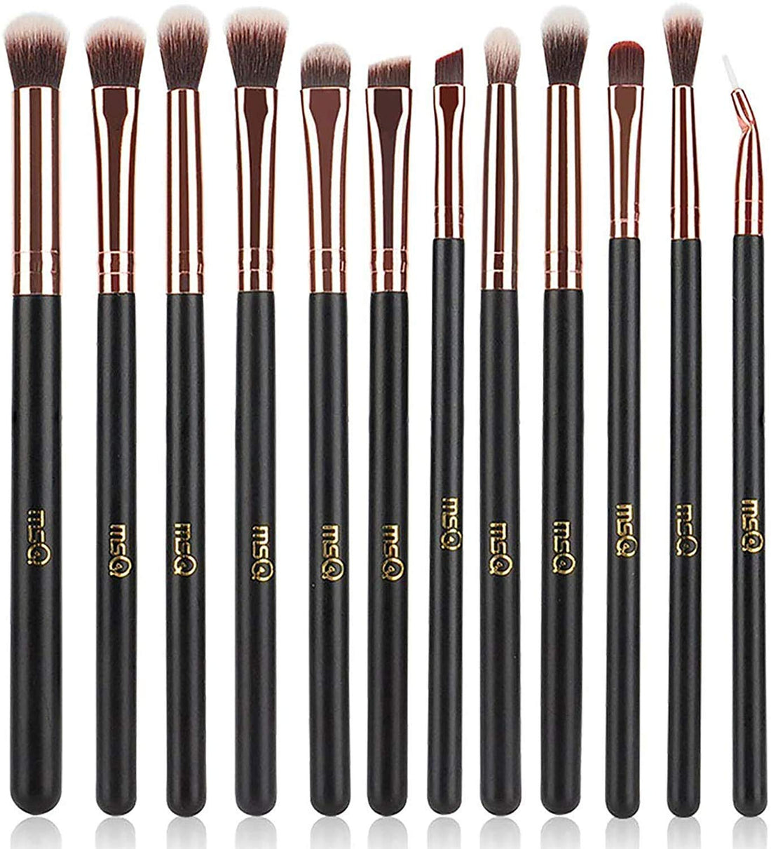 MSQ MSQ Eye Makeup Brushes 12pcs Rose Gold Eyeshadow Makeup Brushes Set with Soft Synthetic Hairs & Real Wood Handle for Eyeshadow, Eyebrow, Eyeliner, Blending - Rose Gold(without bag)