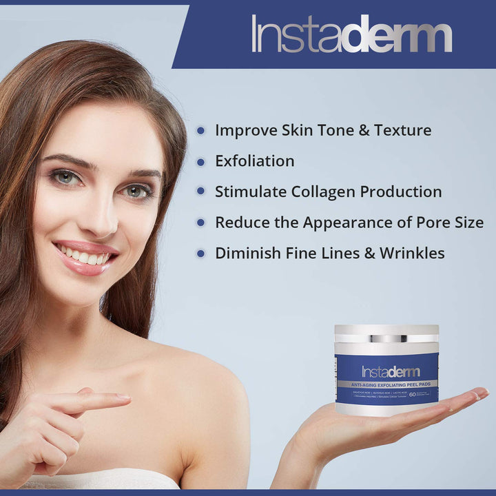 Anti-Aging Exfoliating Peel Pads – Smooth’s Fine Lines, Wrinkles, Dark Spots & Skin Roughness to Enhance the Skins Texture & Tone for Radiant Glow.