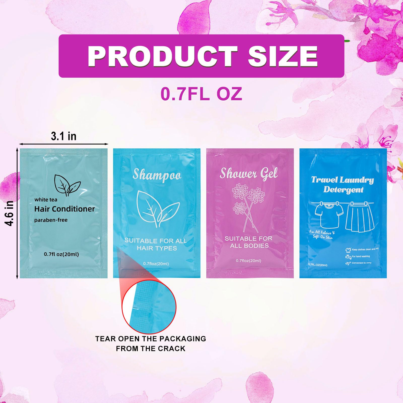 Body Wash Shampoo Conditioner Set Travel 0.7fl Oz,Shampoo Bulk and Travel Size Liquid Laundry Detergent 0.7floz for Hand Washing,Bulk Hygiene Kits for Homeless Guests (pack of 10)