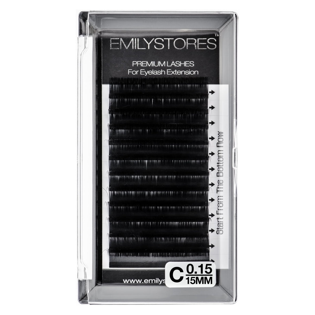 EMILYSTORES Eyelash Extensions 0.15mm Thickness C Curl Length 15mm Silk Mink Fake Eye Lashes In One Tray by EMILYSTORES