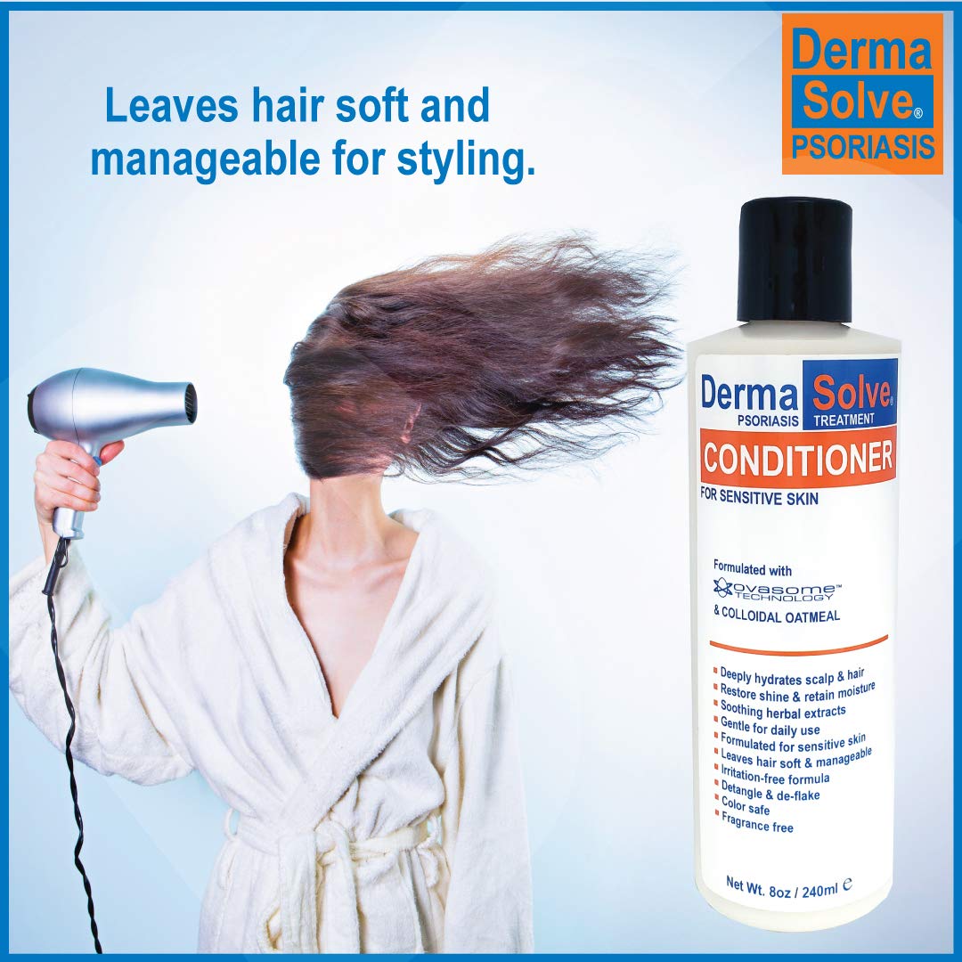 Dermasolve Psoriasis Conditioner - Soothing Anti Dandruff, Seborrheic Dermatitis, Sensitive Skin, Flaky, Itchy, Dry Scalp & Damaged Hair Repair - Pack of 2
