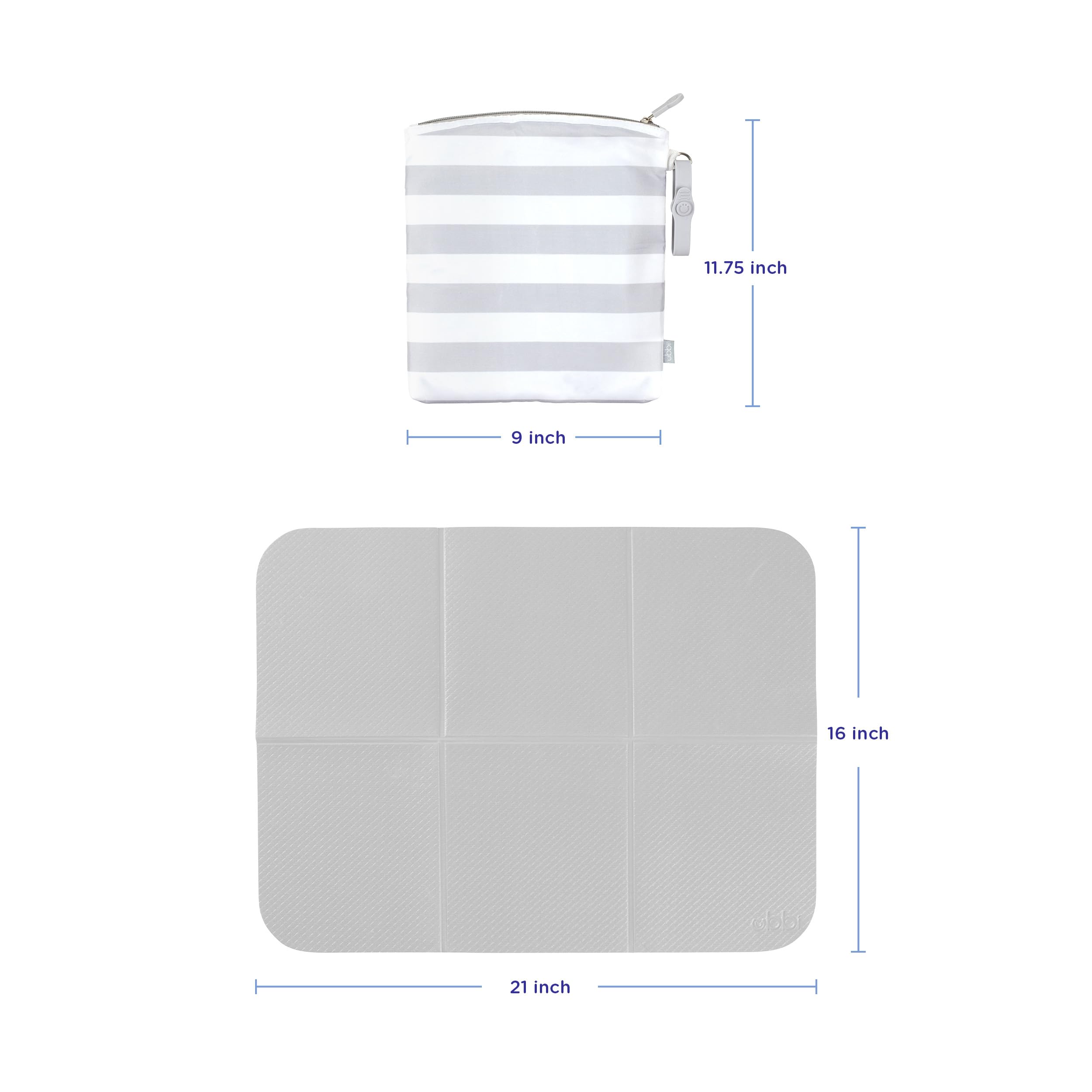 Ubbi On-the-Go Changing Mat with Carrying Bag, Soft and Comfortable Diaper Bag Accessory Must Have for Newborns, Easy to Clean, Portable Changing Pad, Gray